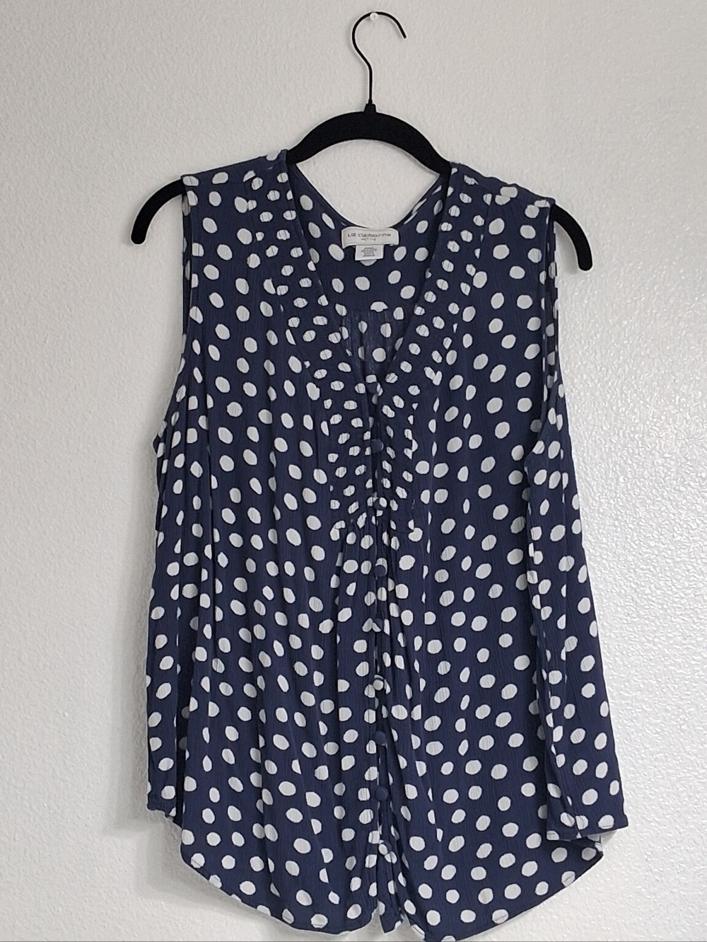 Liz Claiborne Polka Dot Sleeveless Top   Size PXL